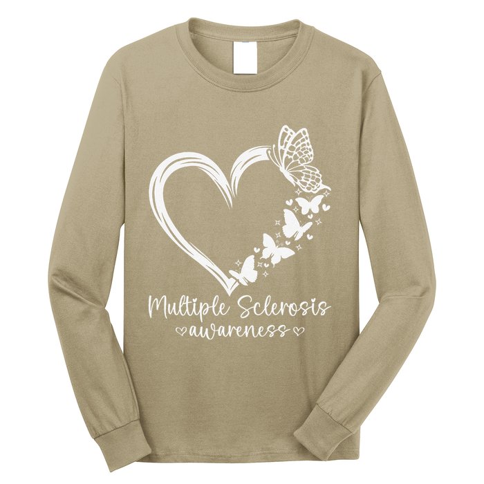 In March We Wear Orange Ribbon Ms Warrior Multiple Sclerosis Gift Long Sleeve Shirt