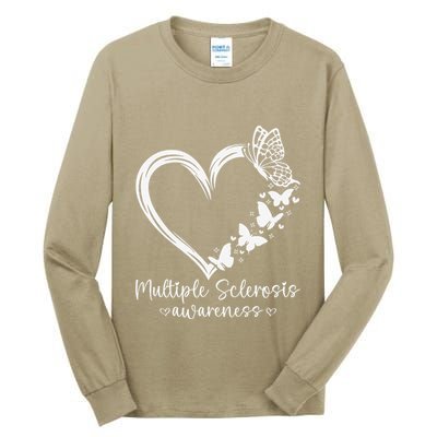 In March We Wear Orange Ribbon Ms Warrior Multiple Sclerosis Gift Tall Long Sleeve T-Shirt