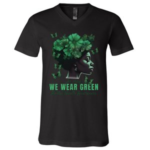 In May We Wear Green Mental Health Awareness V-Neck T-Shirt