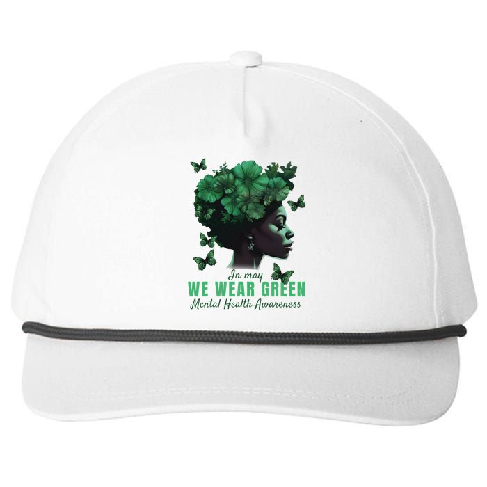 In May We Wear Green Mental Health Awareness Snapback Five-Panel Rope Hat