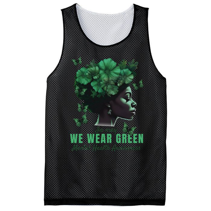 In May We Wear Green Mental Health Awareness Mesh Reversible Basketball Jersey Tank