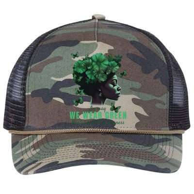 In May We Wear Green Mental Health Awareness Retro Rope Trucker Hat Cap