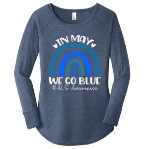 In May We Go Blue For Support Als Awareness Rainbow Gift Women's Perfect Tri Tunic Long Sleeve Shirt