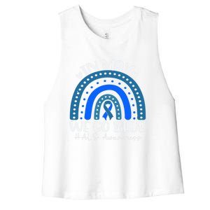 In May We Go Blue For Support Als Awareness Rainbow Gift Women's Racerback Cropped Tank