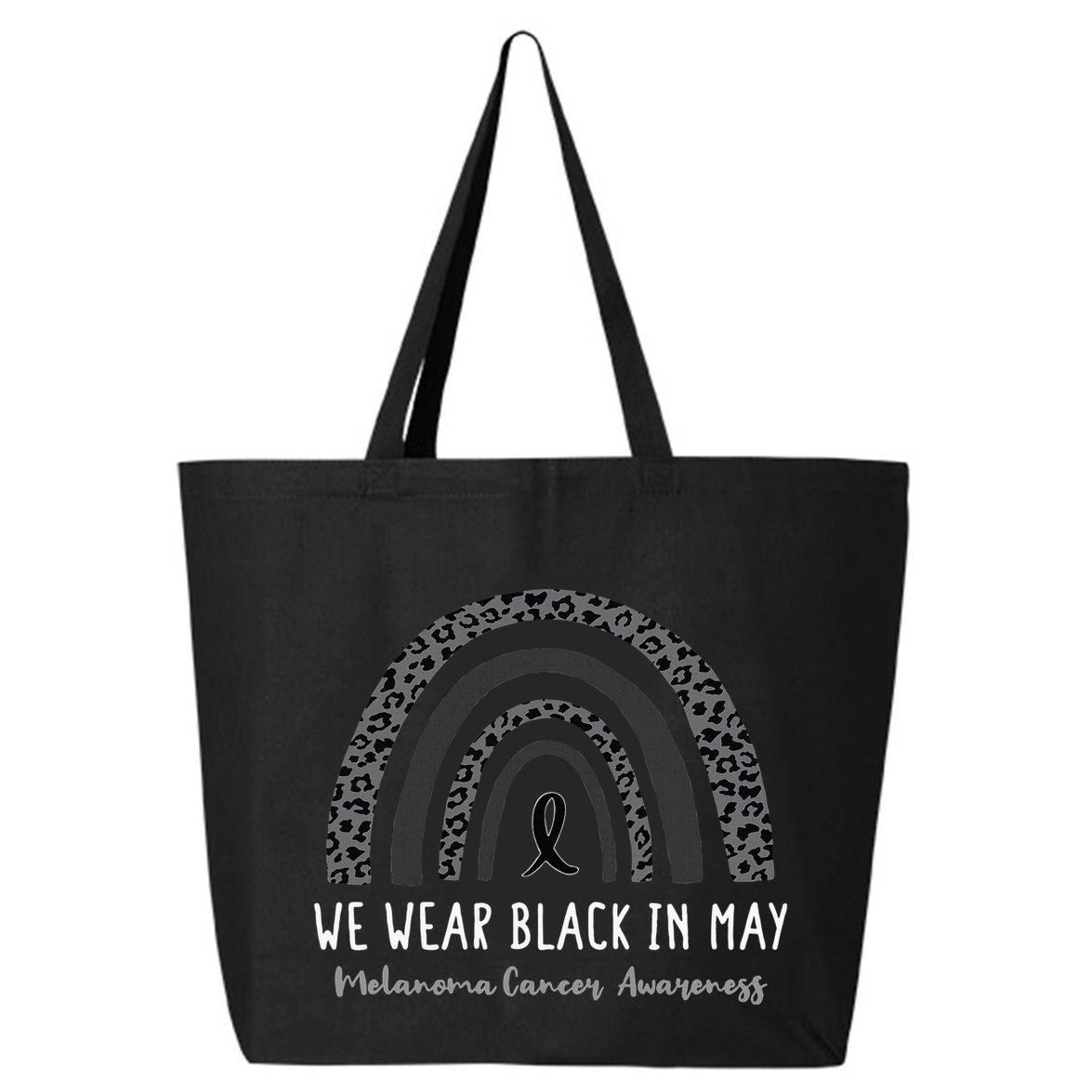 In May We Wear Black Melanoma Cancer Awareness Rainbow 25L Jumbo Tote