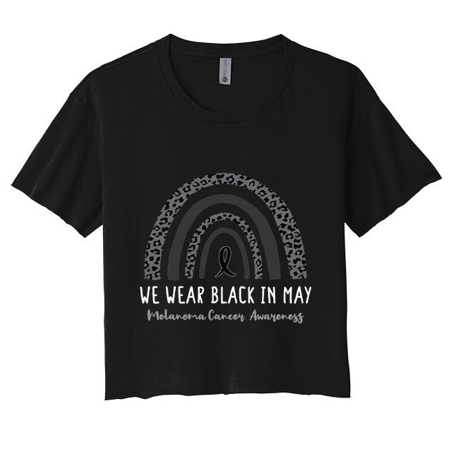 In May We Wear Black Melanoma Cancer Awareness Rainbow Crop Top