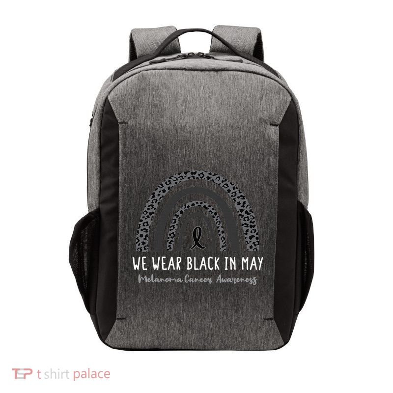 In May We Wear Black Melanoma Cancer Awareness Rainbow Vector Backpack