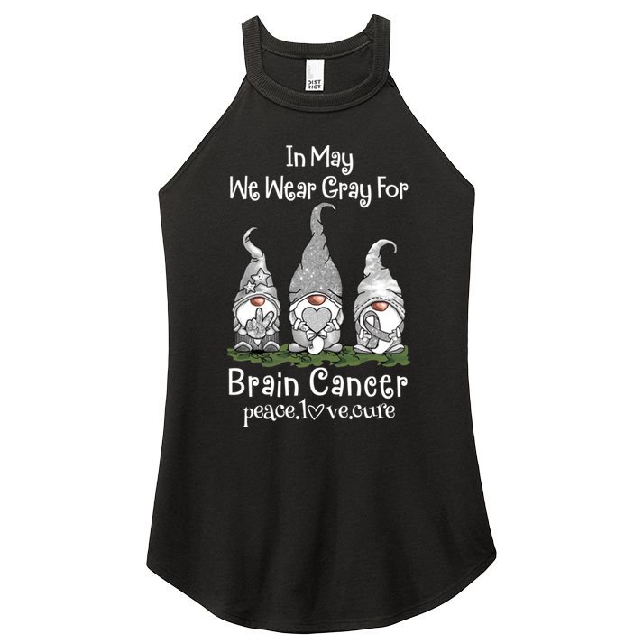 In May We Wear Gray For Brain Cancer Awareness Great Gift Women's Perfect Tri Rocker Tank