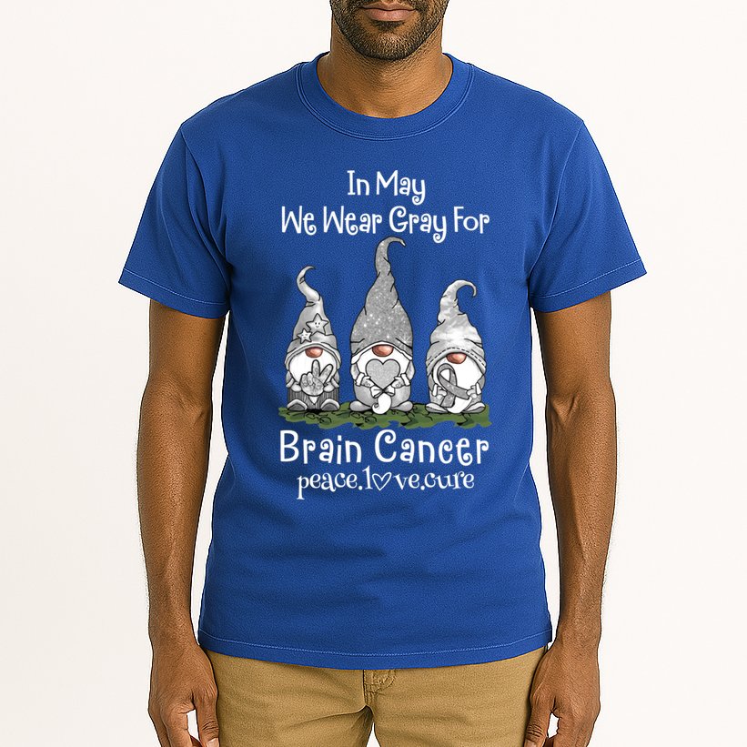 In May We Wear Gray For Brain Cancer Awareness Great Gift Tall T-Shirt