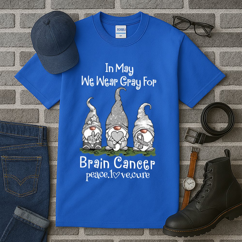 In May We Wear Gray For Brain Cancer Awareness Great Gift Tall T-Shirt