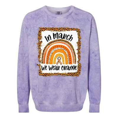 In March We Wear Orange Leopard Kidney Cancer Awareness Colorblast Crewneck Sweatshirt