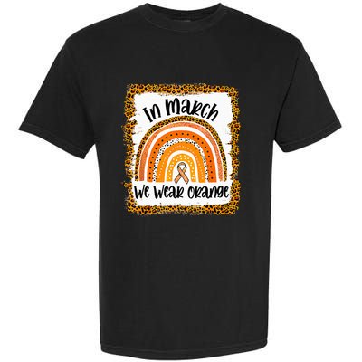 In March We Wear Orange Leopard Kidney Cancer Awareness Garment-Dyed Heavyweight T-Shirt