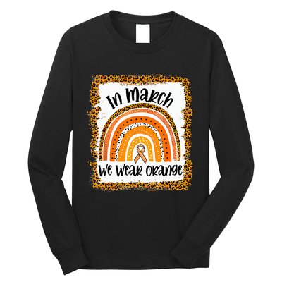 In March We Wear Orange Leopard Kidney Cancer Awareness Long Sleeve Shirt