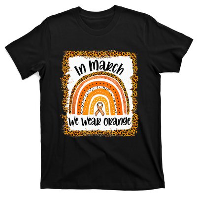 In March We Wear Orange Leopard Kidney Cancer Awareness T-Shirt