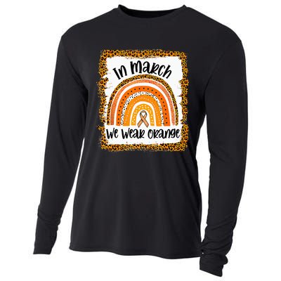 In March We Wear Orange Leopard Kidney Cancer Awareness Cooling Performance Long Sleeve Crew