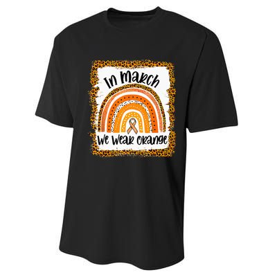 In March We Wear Orange Leopard Kidney Cancer Awareness Performance Sprint T-Shirt