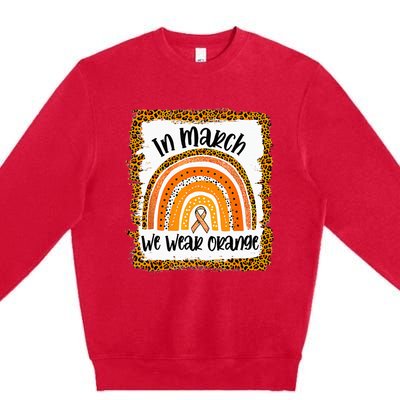 In March We Wear Orange Leopard Kidney Cancer Awareness Premium Crewneck Sweatshirt