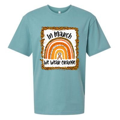 In March We Wear Orange Leopard Kidney Cancer Awareness Sueded Cloud Jersey T-Shirt