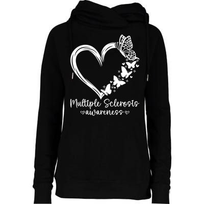 In March We Wear Orange Ribbon MS Warrior Multiple Sclerosis Womens Funnel Neck Pullover Hood