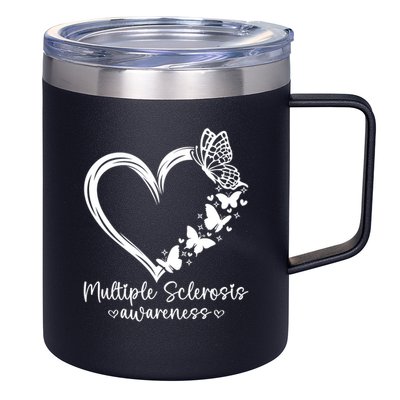 In March We Wear Orange Ribbon MS Warrior Multiple Sclerosis 12oz Stainless Steel Coffee Mug