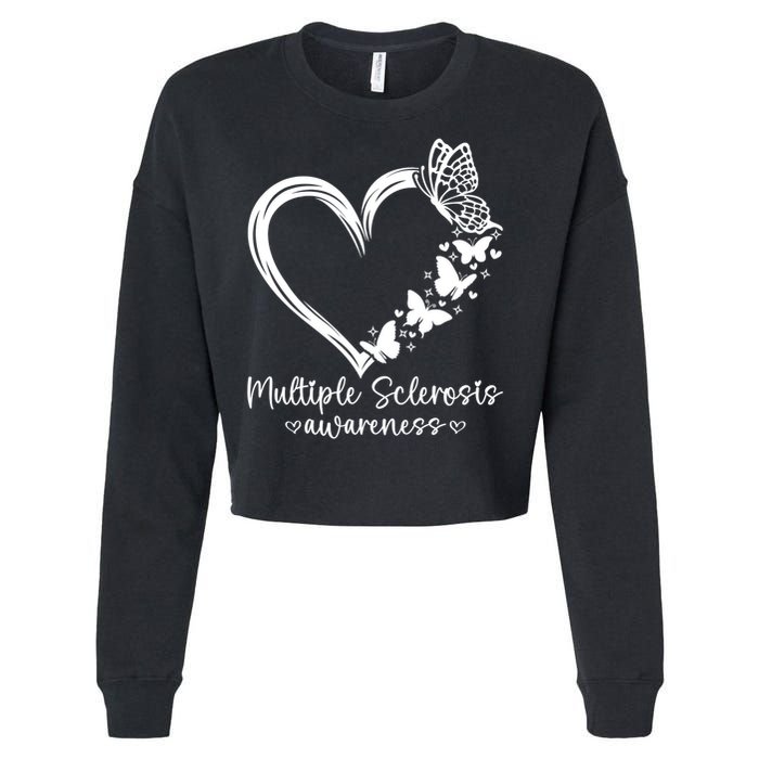 In March We Wear Orange Ribbon MS Warrior Multiple Sclerosis Cropped Pullover Crew