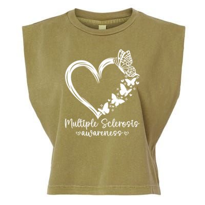 In March We Wear Orange Ribbon MS Warrior Multiple Sclerosis Garment-Dyed Women's Muscle Tee