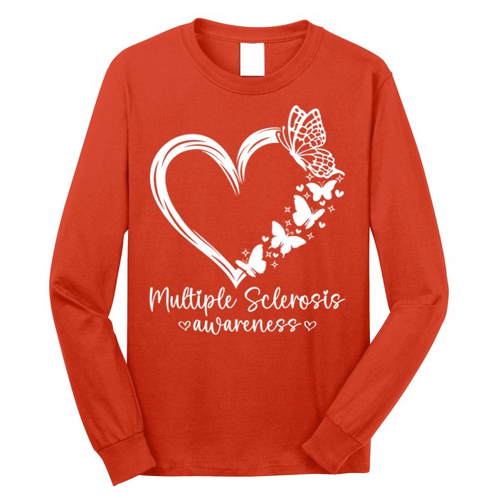 In March We Wear Orange Ribbon MS Warrior Multiple Sclerosis Long Sleeve Shirt