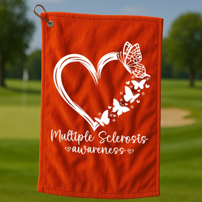 In March We Wear Orange Ribbon MS Warrior Multiple Sclerosis Golf Towel
