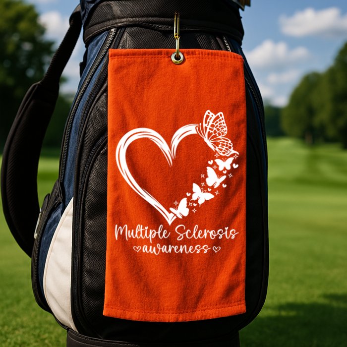 In March We Wear Orange Ribbon MS Warrior Multiple Sclerosis Golf Towel