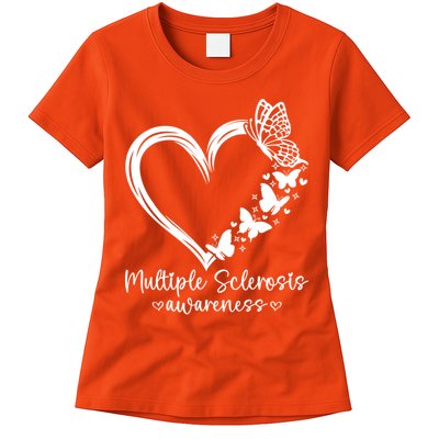 In March We Wear Orange Ribbon MS Warrior Multiple Sclerosis Womens T-Shirt