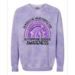 In March We Wear Purple Autoimmune Disease Awareness Raglan Baseball Colorblast Crewneck Sweatshirt