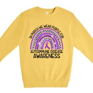 In March We Wear Purple Autoimmune Disease Awareness Raglan Baseball Premium Crewneck Sweatshirt