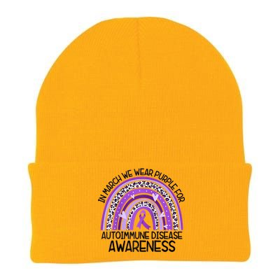 In March We Wear Purple Autoimmune Disease Awareness Raglan Baseball Knit Cap Winter Beanie