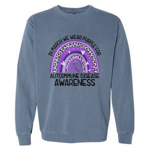 In March We Wear Purple Autoimmune Disease Awareness Raglan Baseball Garment-Dyed Sweatshirt