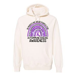 In March We Wear Purple Autoimmune Disease Awareness Raglan Baseball Premium Hoodie