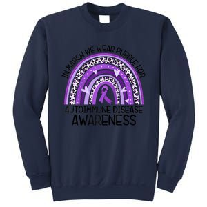 In March We Wear Purple Autoimmune Disease Awareness Raglan Baseball Sweatshirt