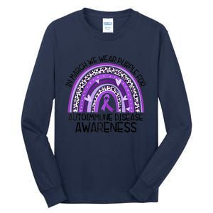 In March We Wear Purple Autoimmune Disease Awareness Raglan Baseball Tall Long Sleeve T-Shirt