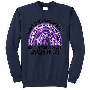 In March We Wear Purple Autoimmune Disease Awareness Raglan Baseball Tall Sweatshirt