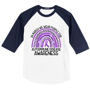 In March We Wear Purple Autoimmune Disease Awareness Raglan Baseball Baseball Sleeve Shirt