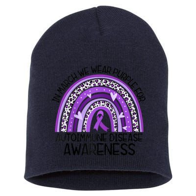 In March We Wear Purple Autoimmune Disease Awareness Raglan Baseball Short Acrylic Beanie