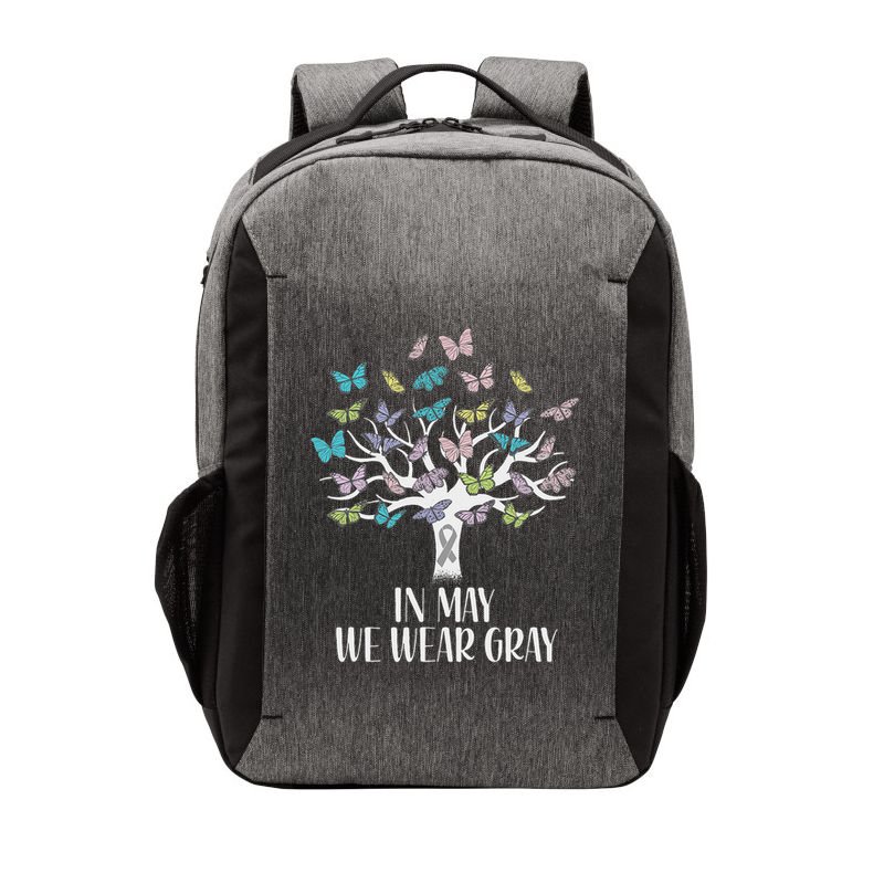 In May We Wear Gray Brain Cancer Awareness Butterfly Tree Vector Backpack