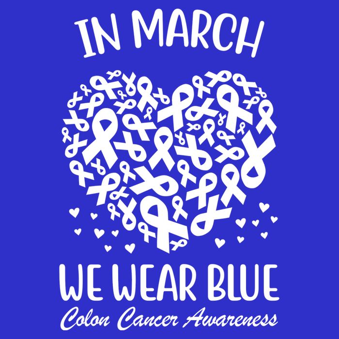 In March We Wear Blue Colon Cancer Awareness Button
