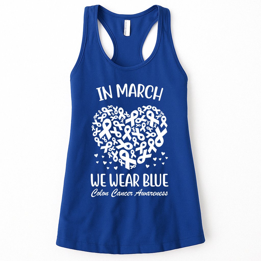 In March We Wear Blue Colon Cancer Awareness Womens Tank Top