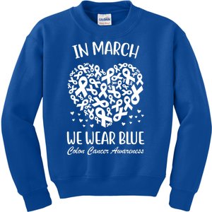 In March We Wear Blue Colon Cancer Awareness Kids Sweatshirt