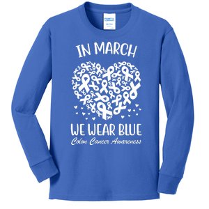 In March We Wear Blue Colon Cancer Awareness Kids Long Sleeve Shirt