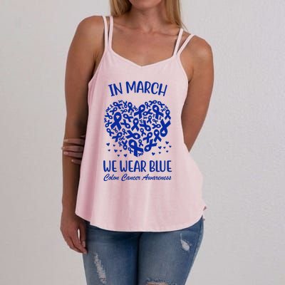 In March We Wear Blue Colon Cancer Awareness Women's Strappy Tank