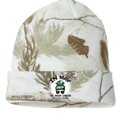 In May We Wear Green Mental Health Awareness Messy Bun Women Kati Licensed 12" Camo Beanie