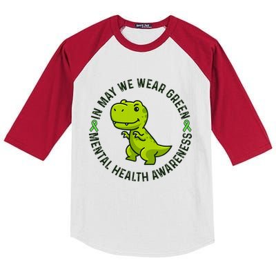 In May We Wear Green For Mental Health Awareness Month Kids Colorblock Raglan Jersey