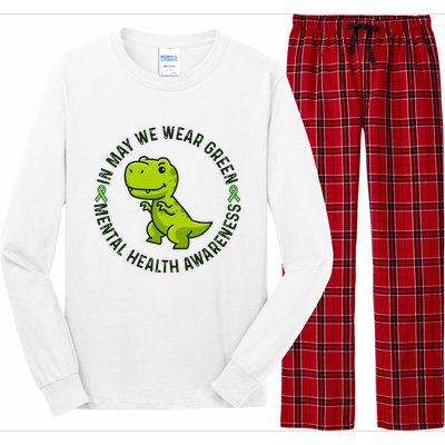 In May We Wear Green For Mental Health Awareness Month Long Sleeve Pajama Set