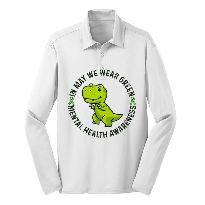 In May We Wear Green For Mental Health Awareness Month Silk Touch Performance Long Sleeve Polo